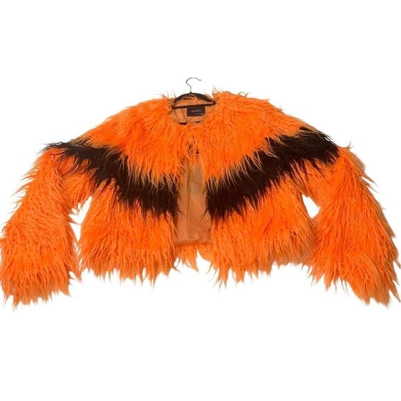 Faux Fur Chevron Striped Jacket - Picture 3 of 10